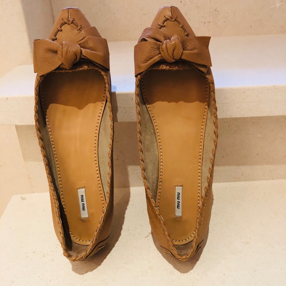 MIU MIU natural beige ballet flats with bow - Picture 5 of 8